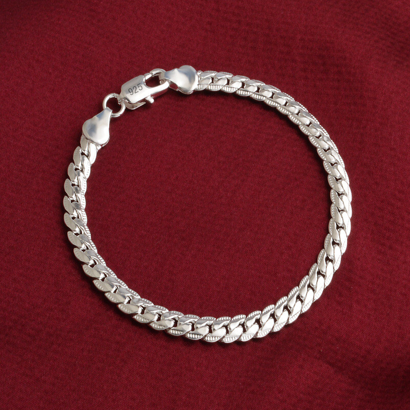 18K Yellow Gold Plated 5MM Flat Curb Chain Solid Link Bracelet Mens & Womens 8″