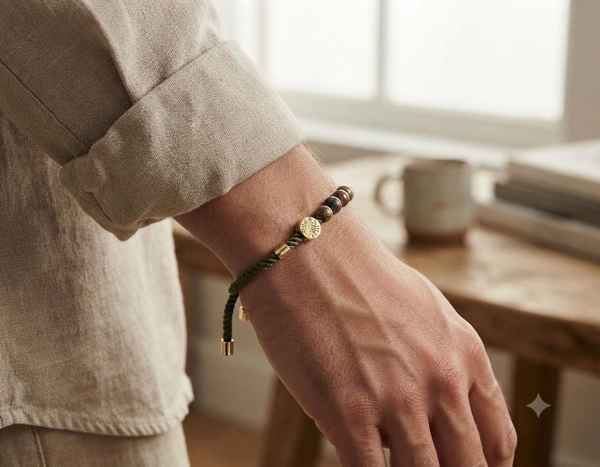 Natural Picasso Jasper Gemstone String Bracelet 18K Gold Plated Strength Gift