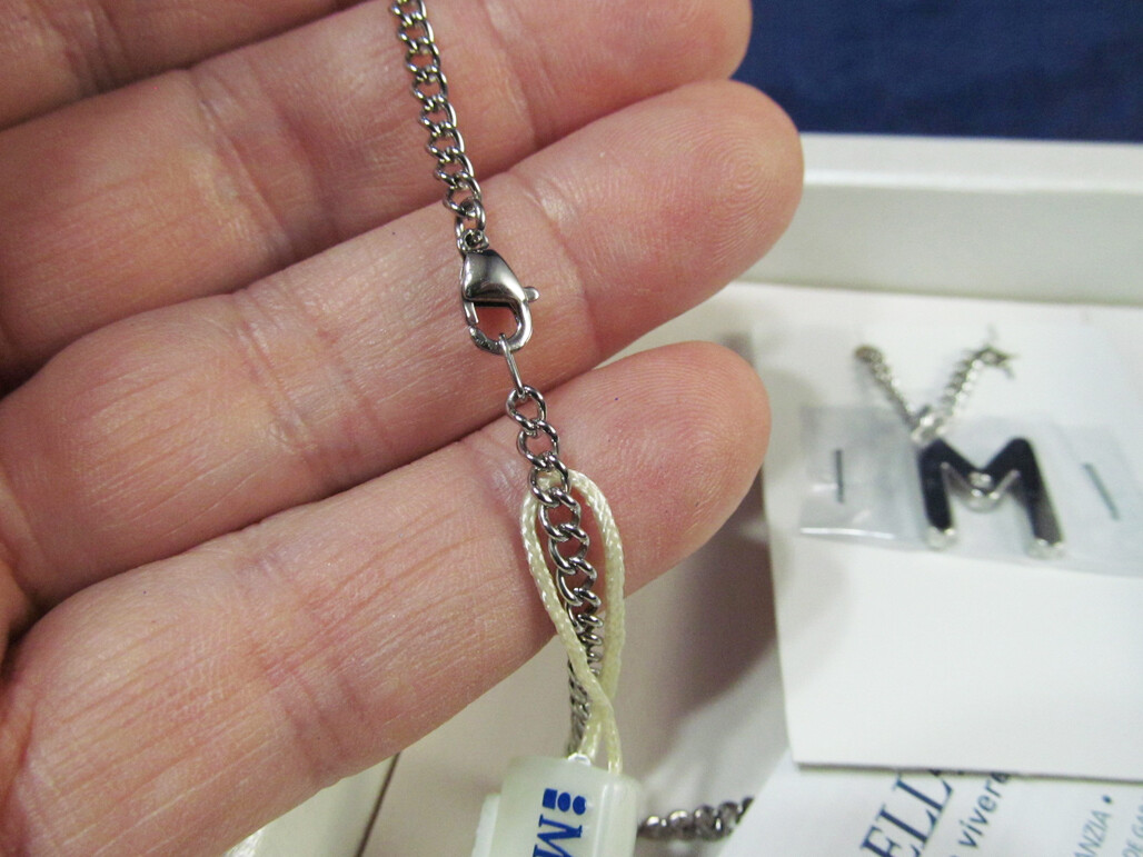 NEW Morellato Initial M Stainless Steel Necklace Diamond Chip Made in Italy