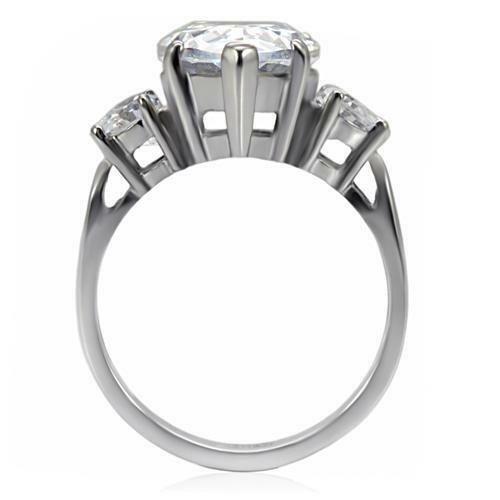 TK076 – High polished (no plating) Stainless Steel Ring with AAA Grade CZ in