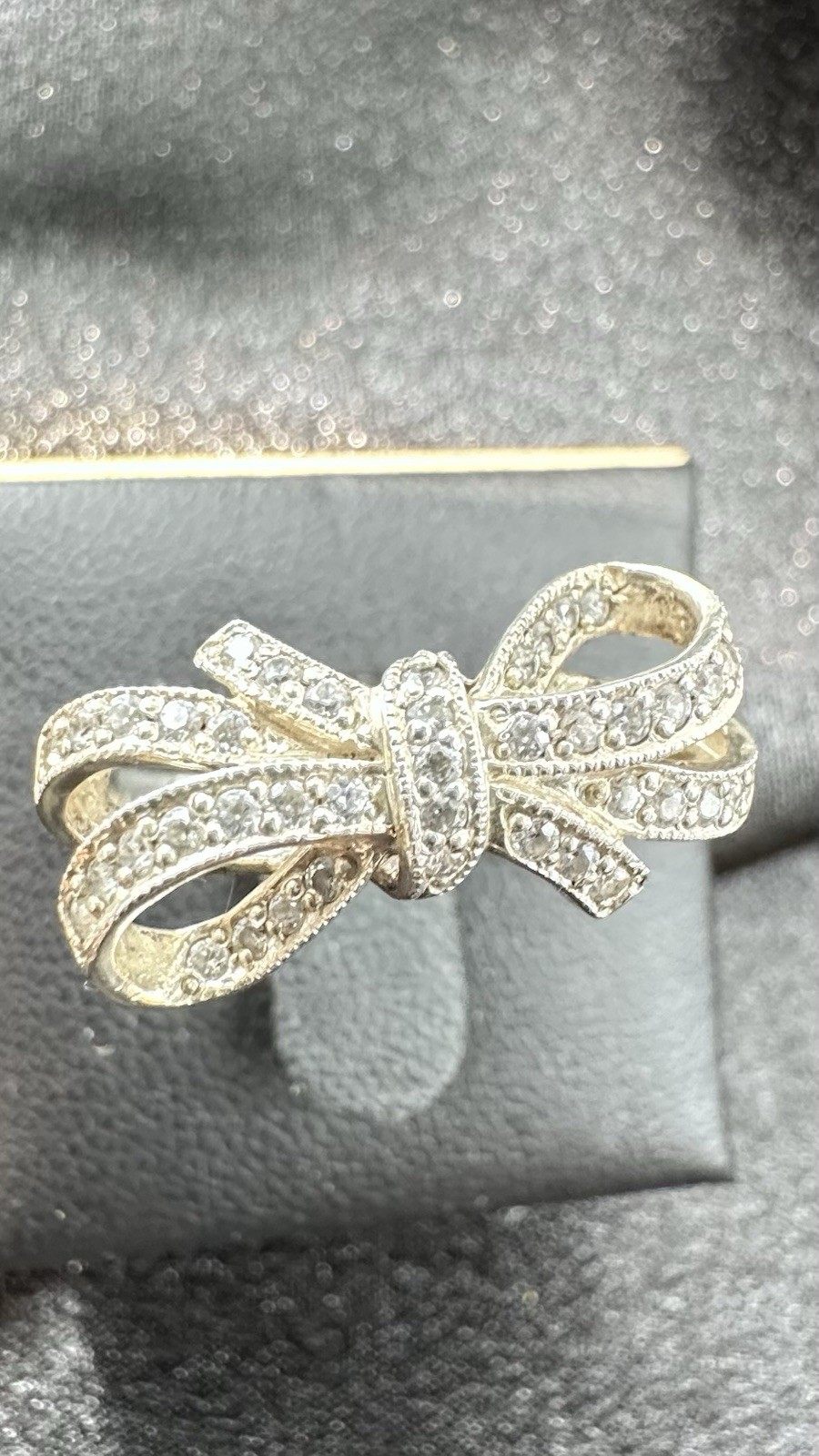 Sterling Silver 925 CZ Bow Ring Sz 10 Korea Signed DQ 3.3g
