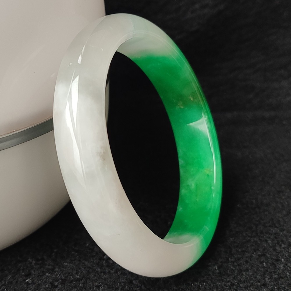 Certified Grade A Green 59mm Natural Burma Jade jadeite Bangle Bracelet 6054