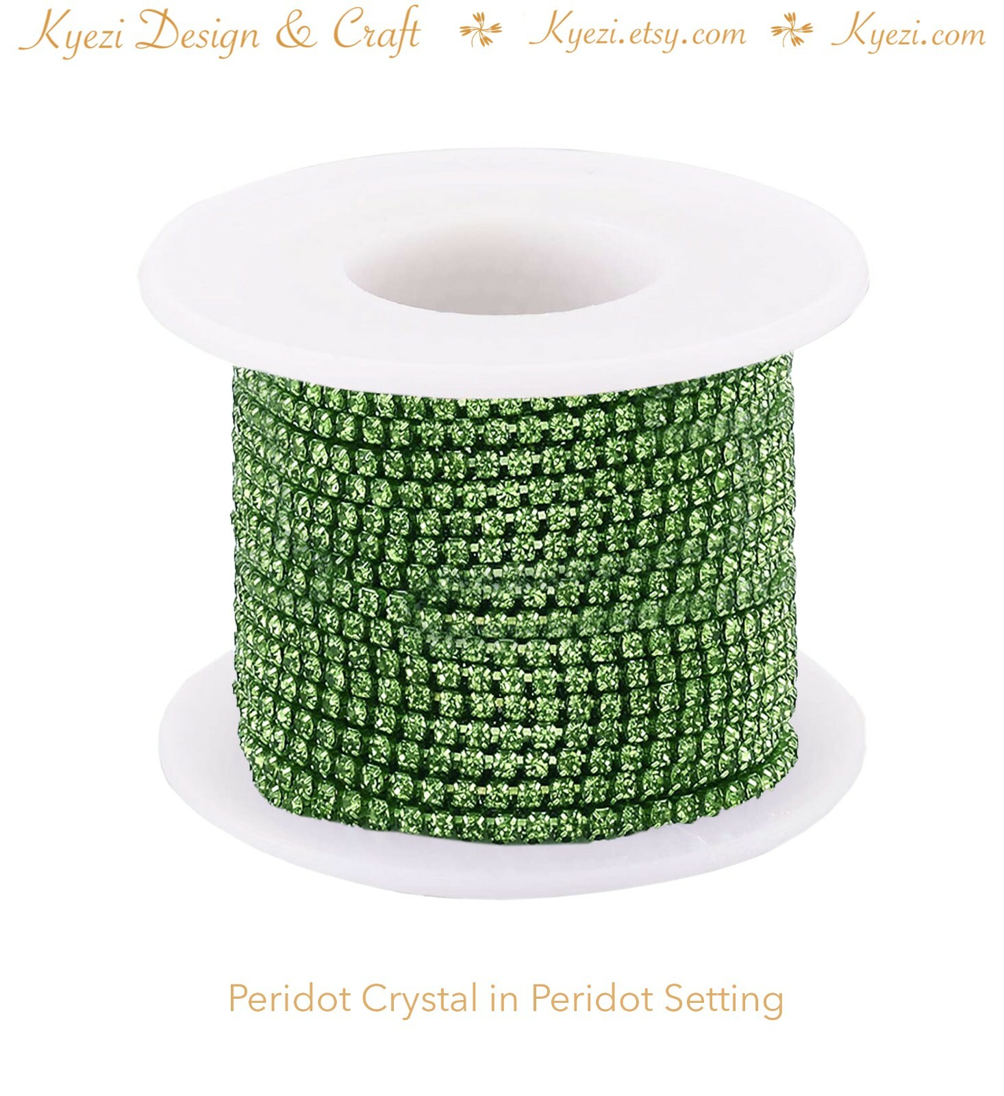 10 Yards 3mm Peridot Rhinestone Chain with Glass Crystal DIY Sewing Craft