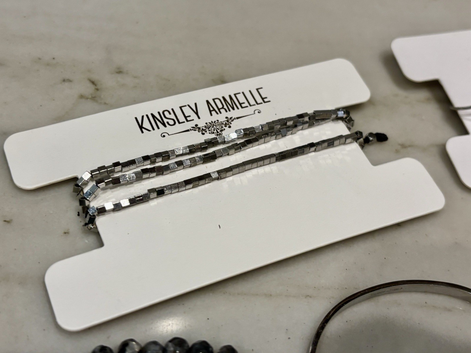 LOT (8) Kinsley Armelle Quartz Crystal Collection Bracelet Bangle Silver Tone