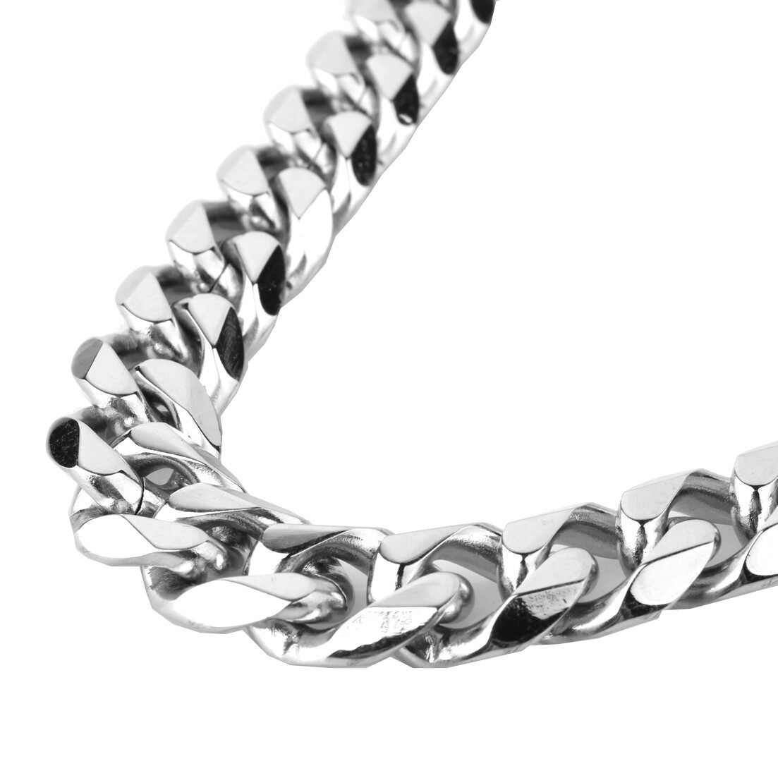 8/10/12/15/17/19mm Stainless Steel Silver Chain Cuban Curb Womens Mens Necklace
