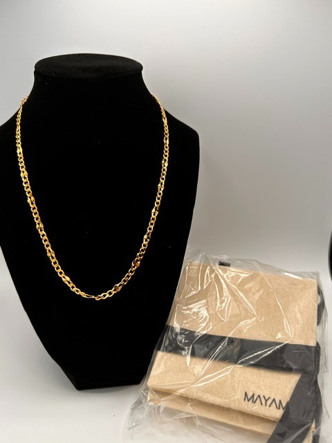 Mayamar 24kt gold plated figaro chain necklace 18 inch