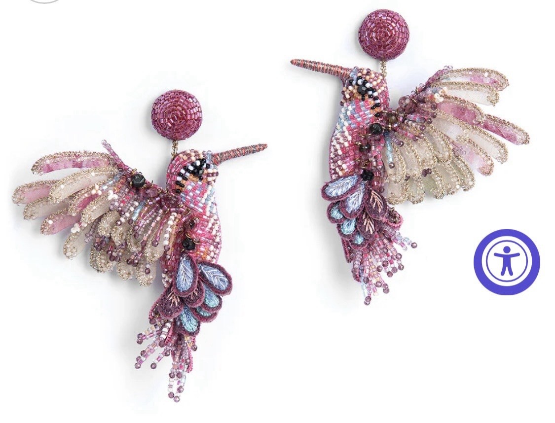 $275 Deepa Gurnani Pink Hummingbird Earrings NWT And Box