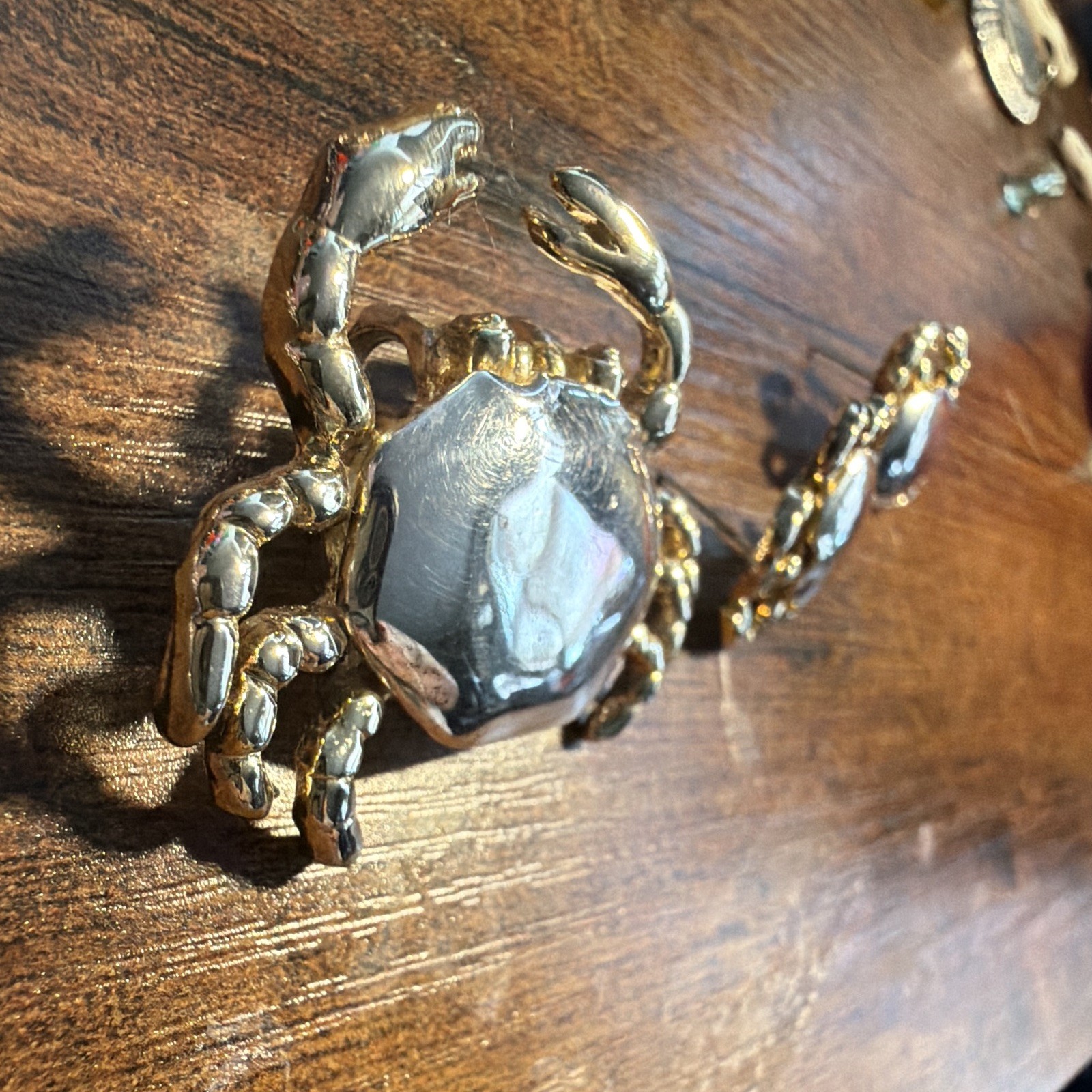 Crab Jewelry Set – Gold & Silver Tone pendant & Matching Earrings