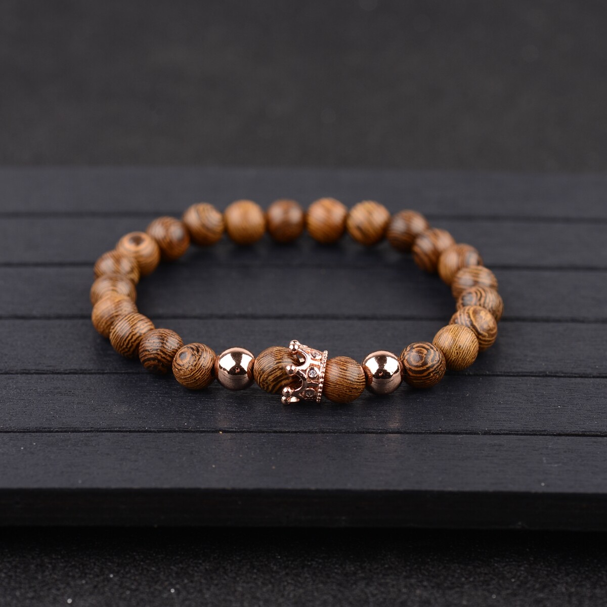 Wood Alloy Crown Beaded Bracelets for Women Healing Reiki Balance Yoga Bracelets