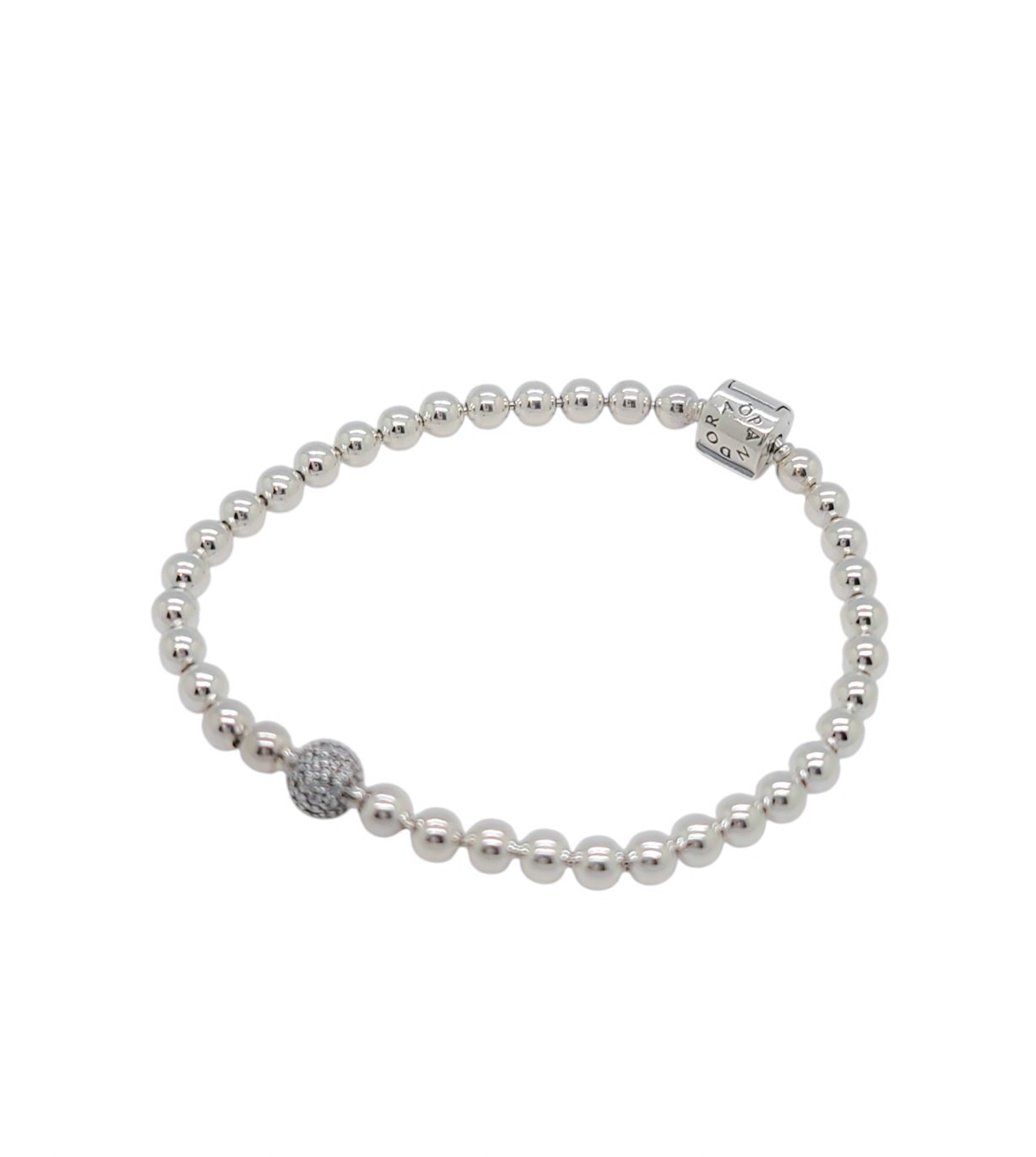 100% Authentic PANDORA Brand 598342CZ 925 Ale Silver Beads & Pavé Bracelet NEW