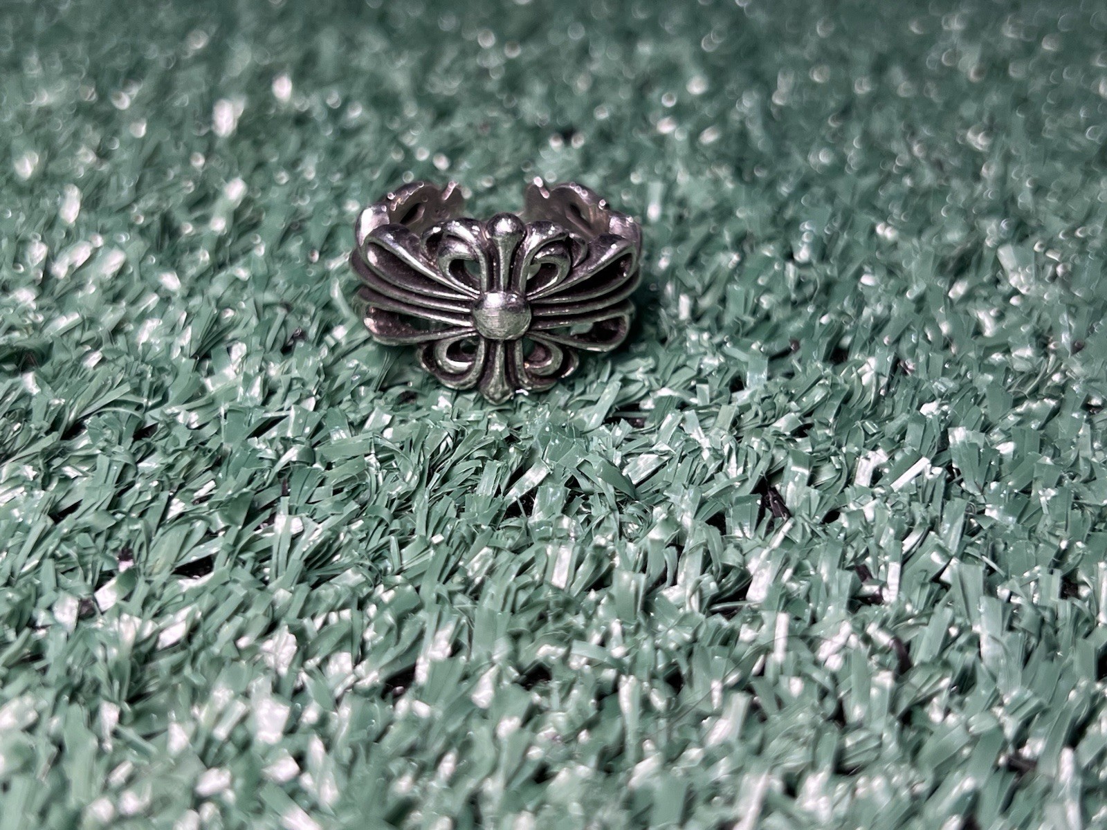 Chrome Hearts Double Floral Cross Ring .925 Silver Size 10. Pre-Owned From Japan