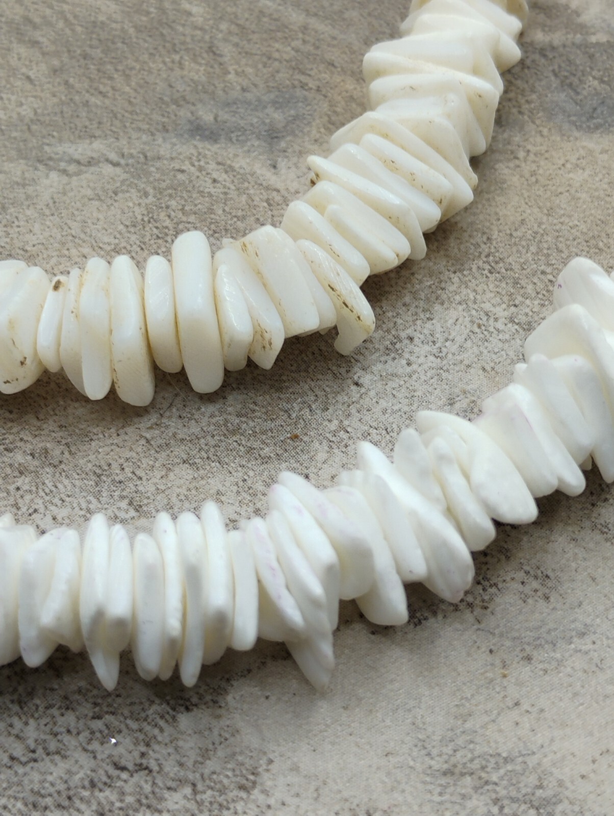 Vintage White Chipped Shell Choker Necklace & Anklet Set Beach Surfer Boho