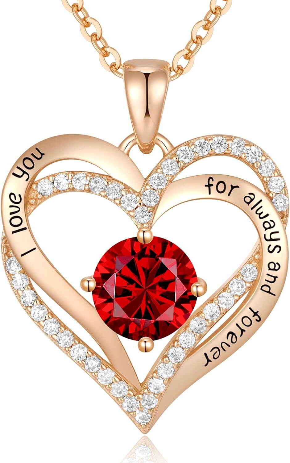Love Heart Birthstone Necklaces for Women Sterling Silver Pendant Necklace