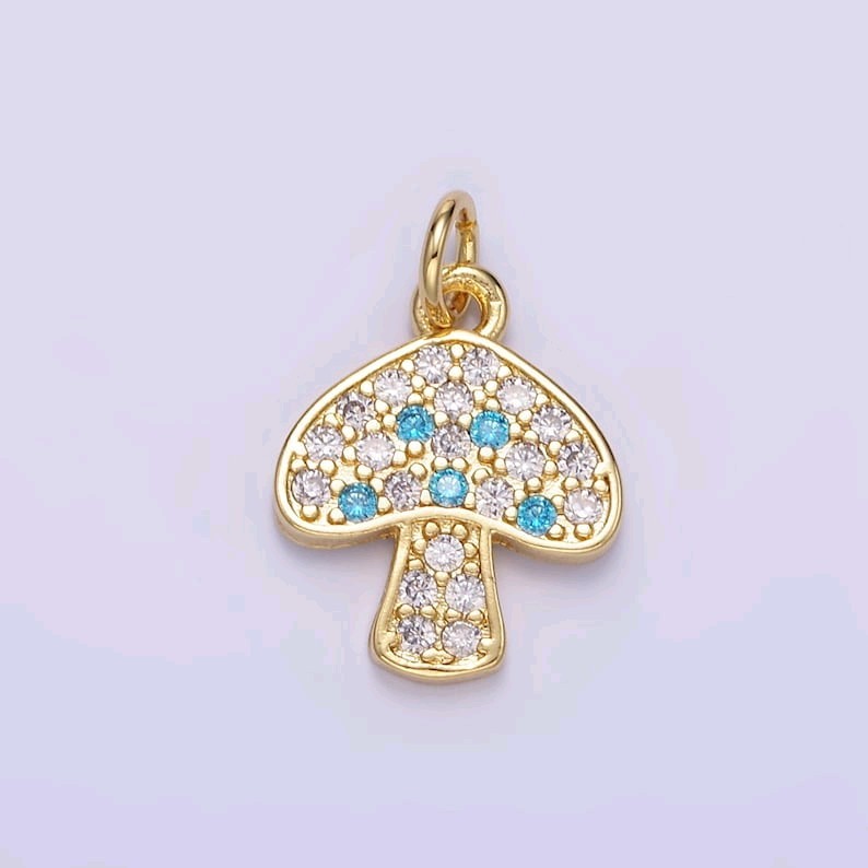 24K Gold Filled Mushroom Pendant Dainty Magic Shroomie Food Charm for Necklace B