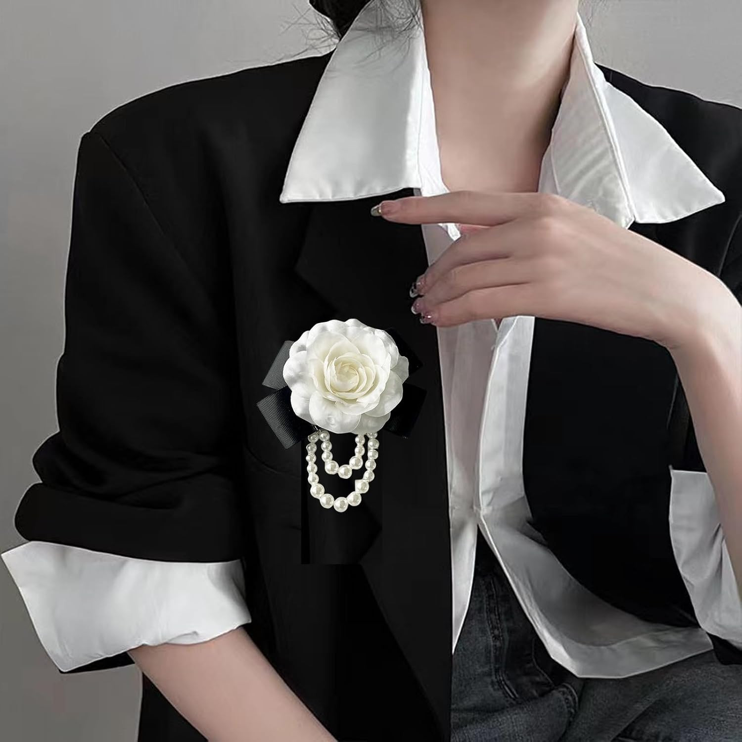 Camellia Pearl Brooches & Pins – Floral Shawl Clips & Hair Clips for Women & Gir