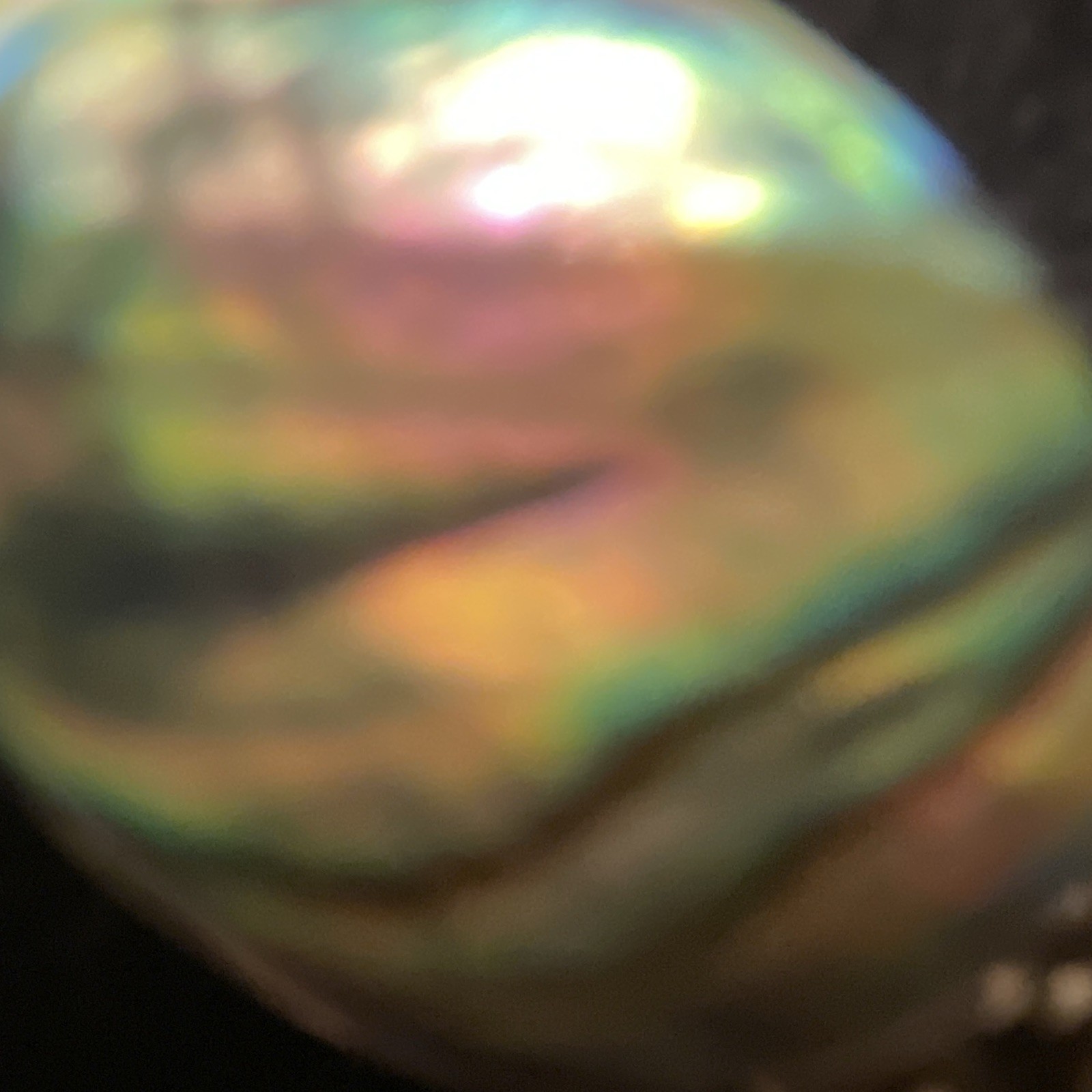 Silver 925 & Signed Oval Abalone Bezel Set Charm Pendant Multicolor Iridescent
