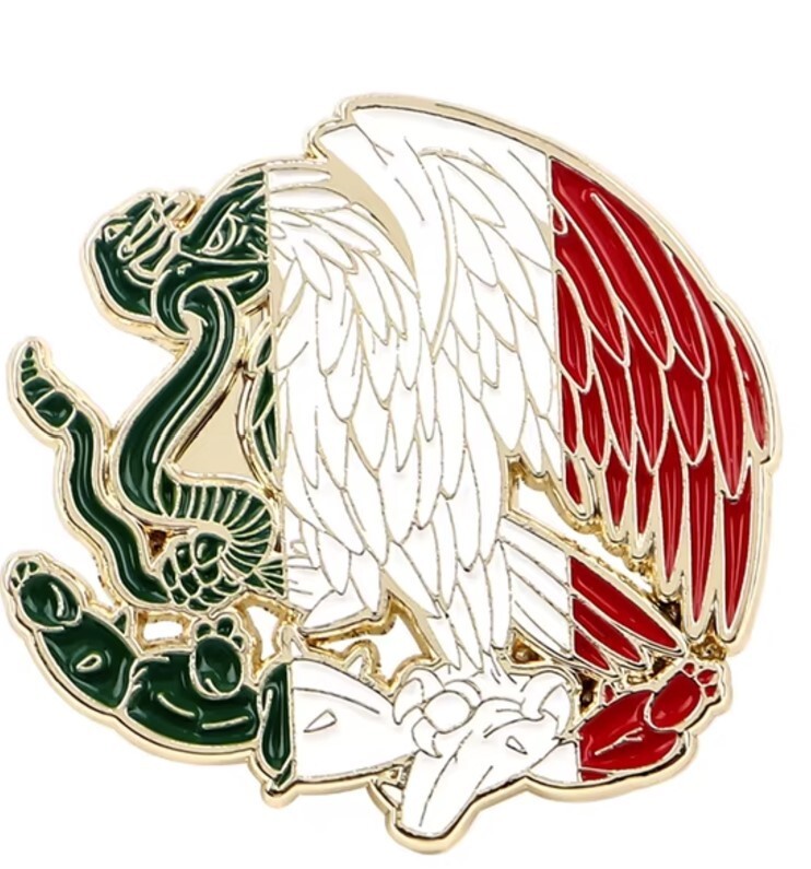 Enamel Gold Colored Mexico Flag Lapel Pin