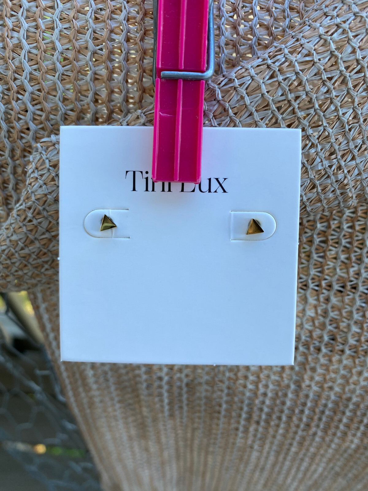 Tini Lux Gold Tiny Triangle Geometric Studs Earrings Hypoallergenic Titanium