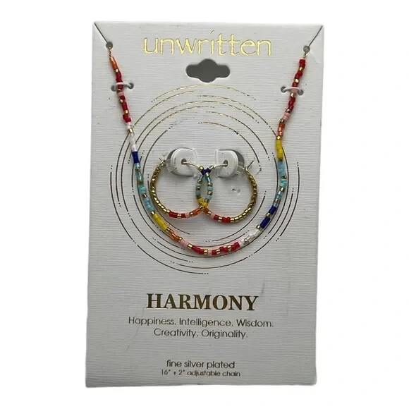 Unwritten Gold Flash Plated Bead Necklace & Earrings Set Multicolor NW