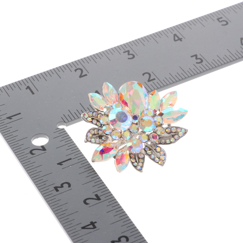 Silver Tone Alloy Metal Crystal Rhinestone Clip-On Earrings ER2665-SAB