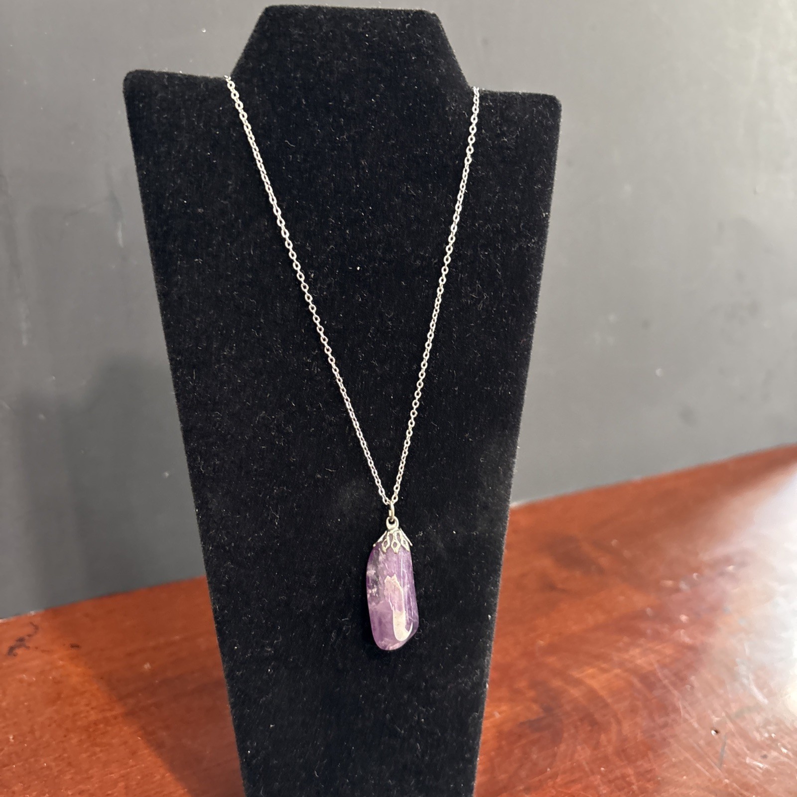 Polished Amethyst Crystal Pendant Necklace