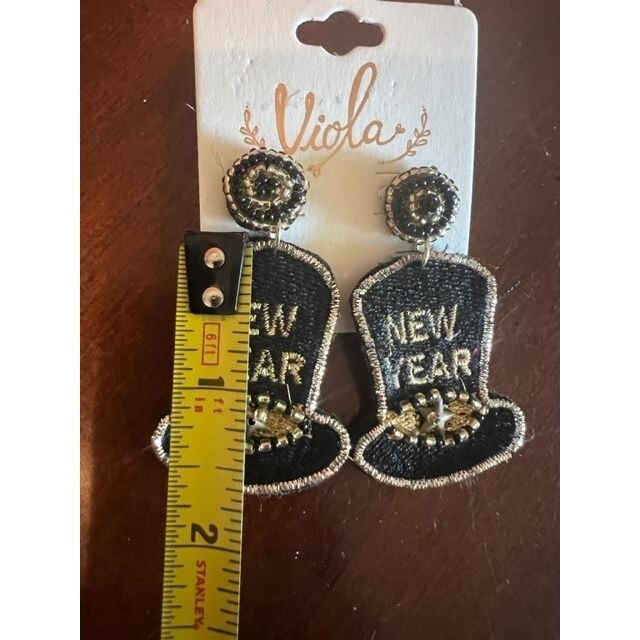 Viola New Year Beaded Statement Earrings – Black & Gold