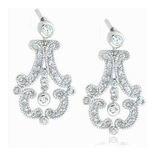 925 Silver CZ Antique Chandelier Earrings