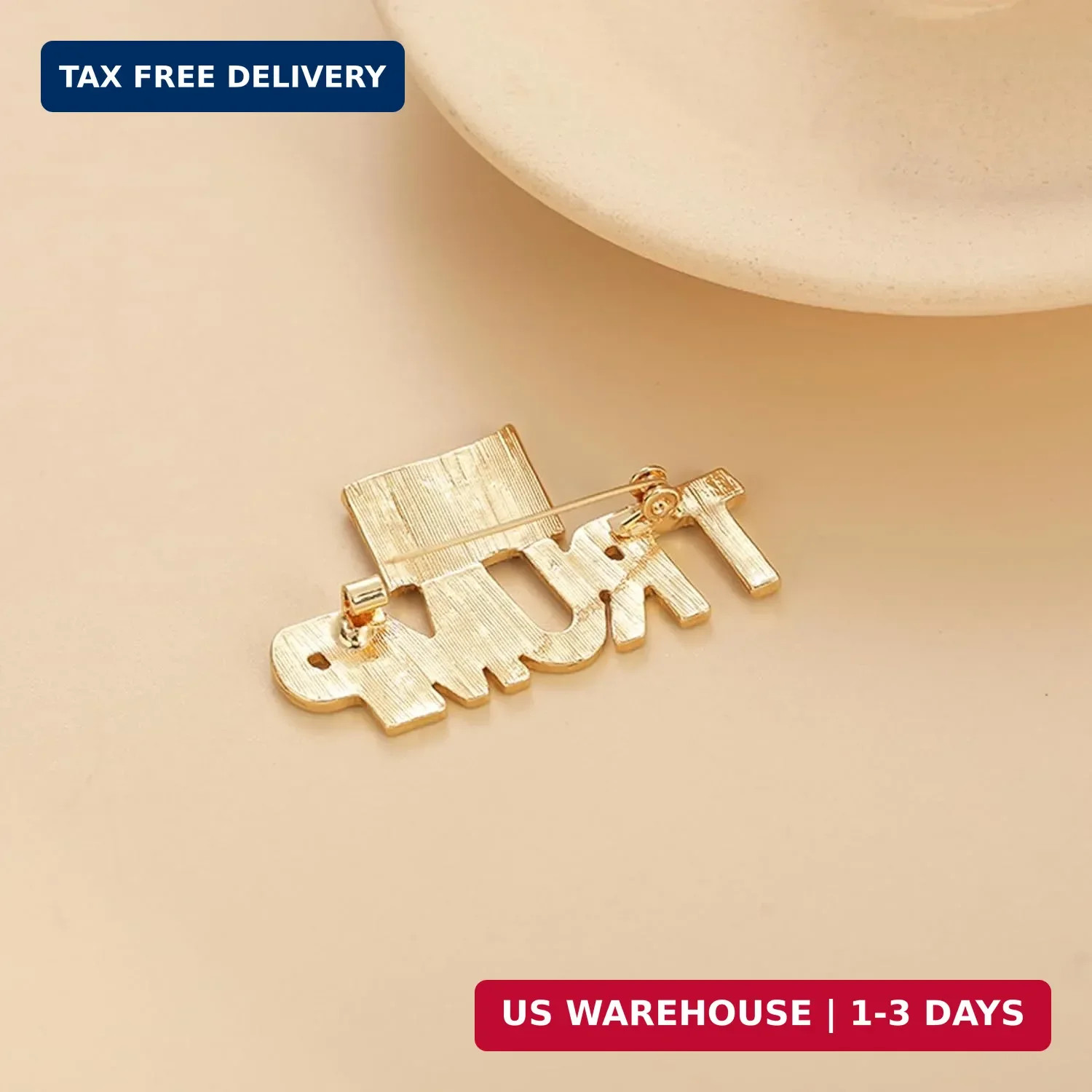 Crystal Trump Brooch with The USA Flag Word Brooch Pin Souvenir for United State