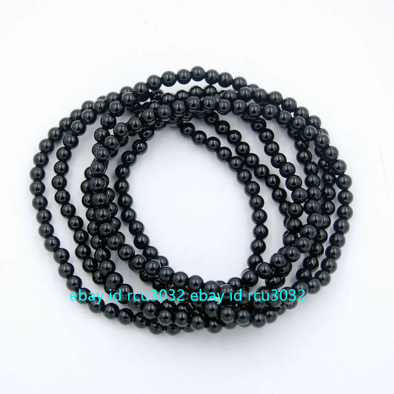 Handmade Beautiful Black Agate 4-12mm Gems Beads Stretch Jewelry Bracelet 7.5″