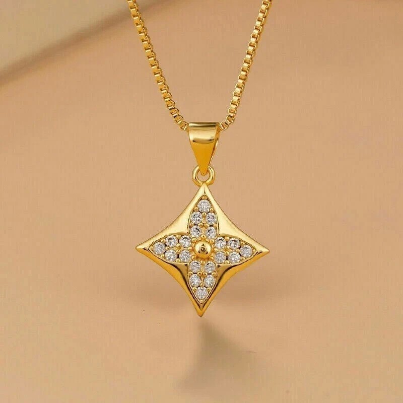 2 Ct Round Simulated Diamond Women’s Stunning Pendant In 14k Yellow Gold Plated
