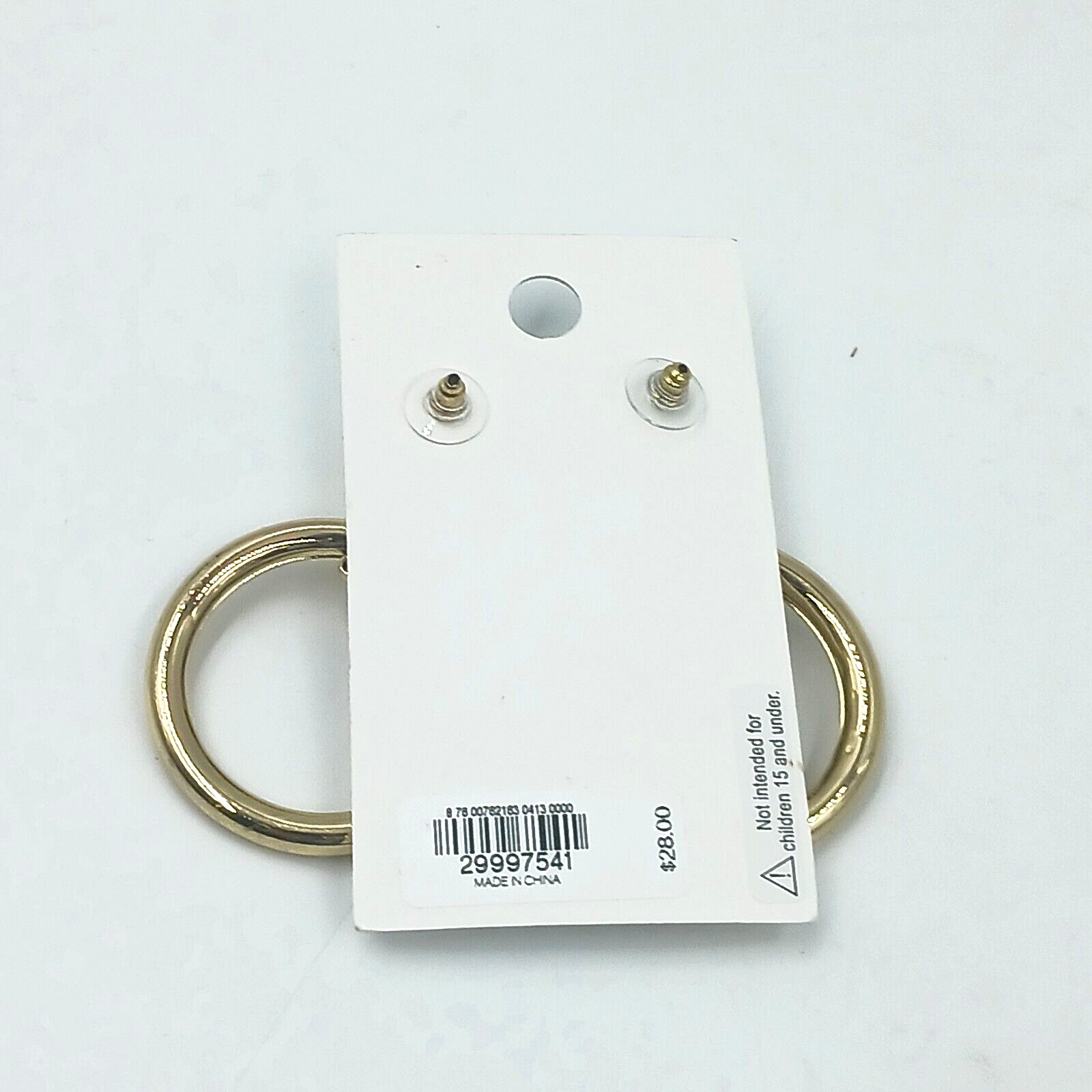 Express 1 5/8″ Thick Dangle Hoop Push Back Pierced Earrings Gold Tone Shiny New