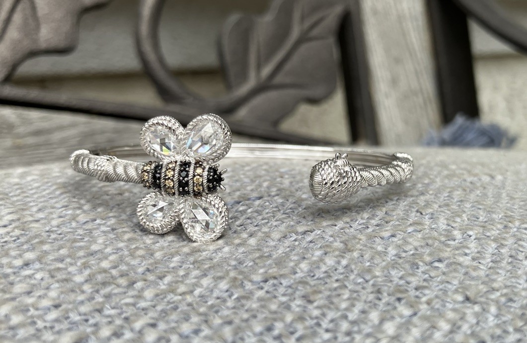 Judith Ripka’s 925 Sterling Silver CZ Honey Bee Bracelet Size 6.5