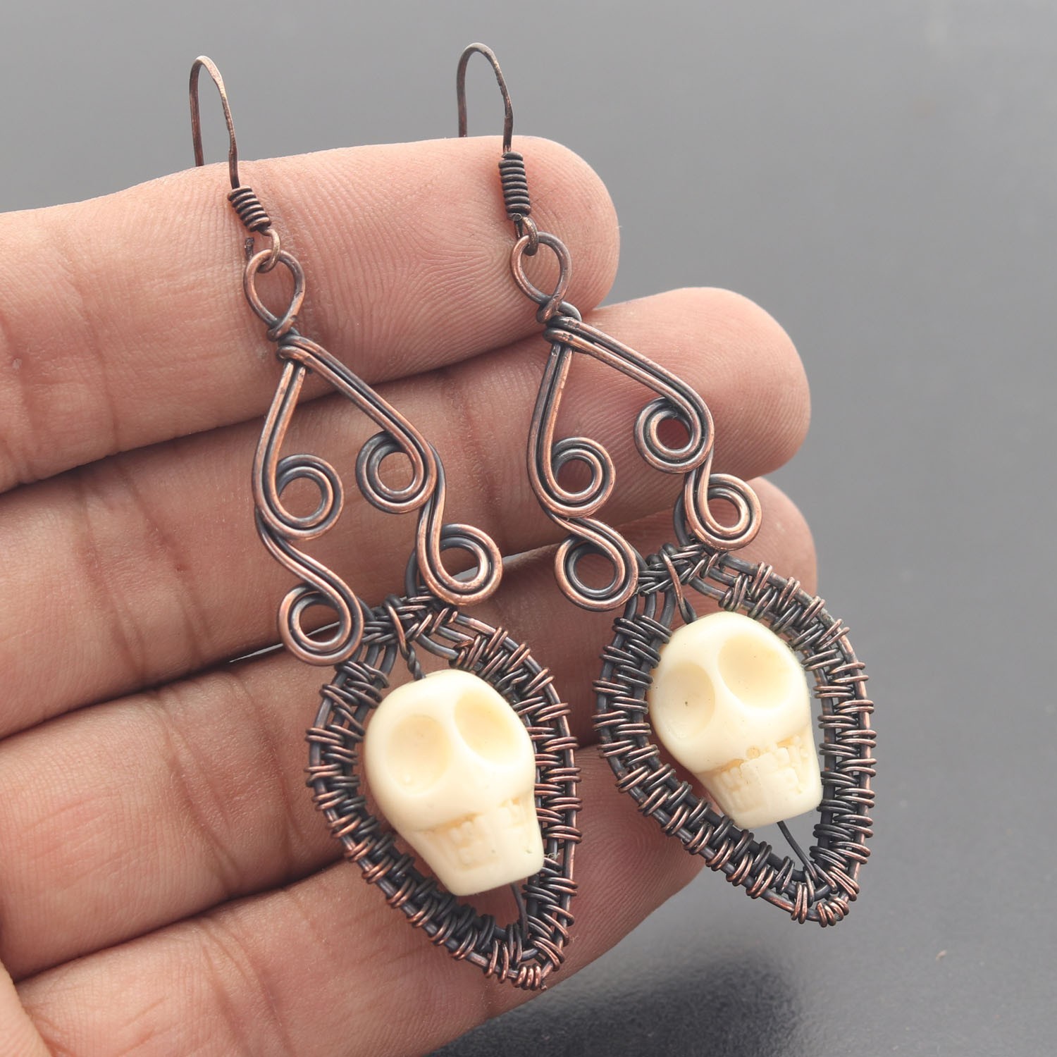 Acrylic Copper Wire Wrapped Handmade Earring Jewelry Gift For Event