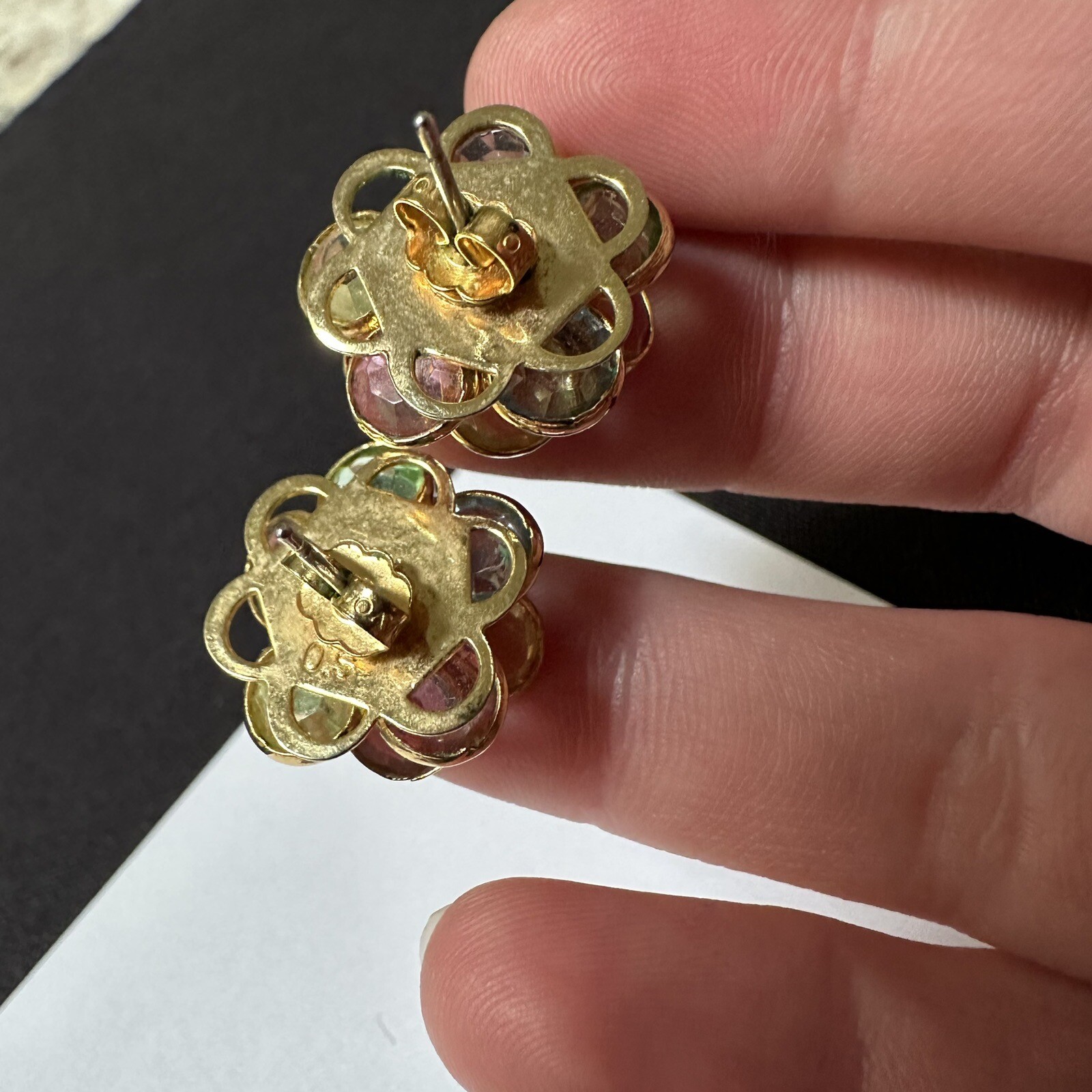 Lot Of 3 Signed Allison Reed, Richelieu, Avon Gold Tone Pierced Stud Earrings