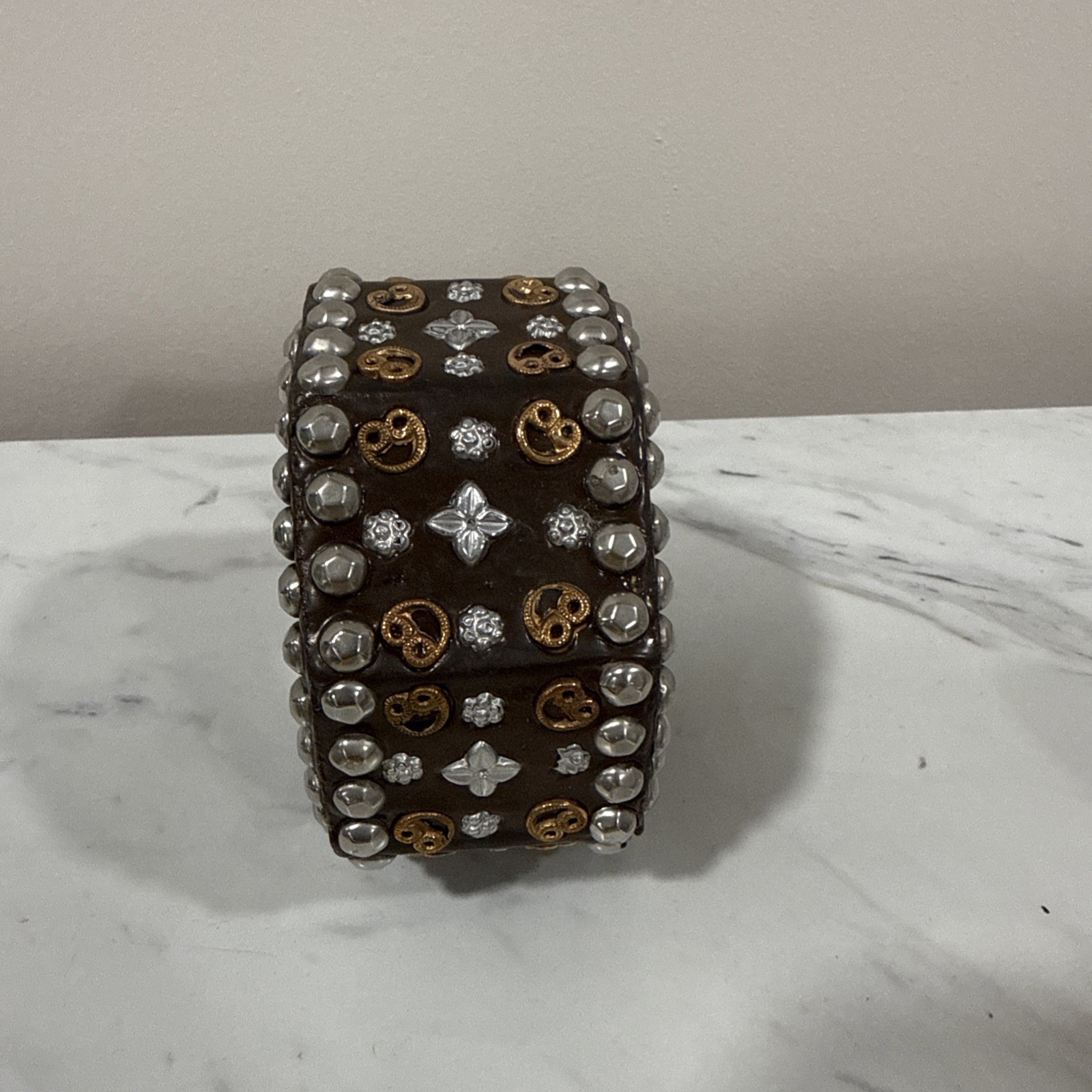 Antika Collection Brown Studded Bangle – Artisan Statement Bracelet