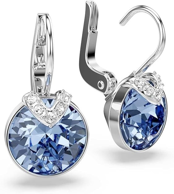 Swarovski BELLA V Mini Drop Earrings Round cut Blue Rhodium Plated 5734234 *NEW*