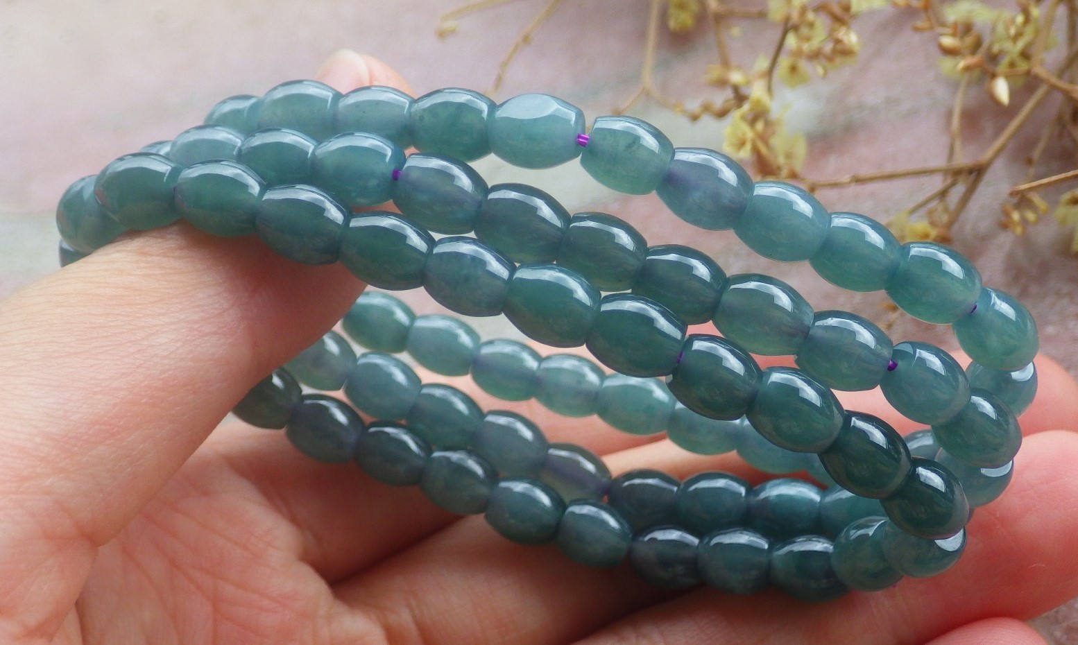 1 Pcs Icy Green 100% A JADE Jadeite Bead Beads Bangle Bracelet 6.5 inches 734770