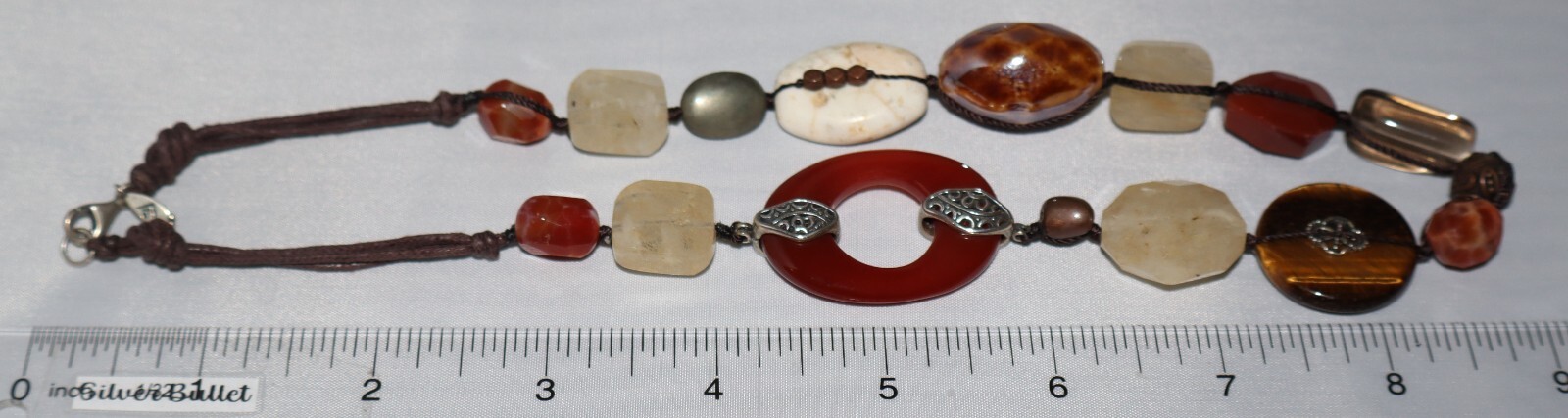Silpada Sterling Silver Tiger Eye, Quartz & Red Agate “Heat Wave” Necklace N2419