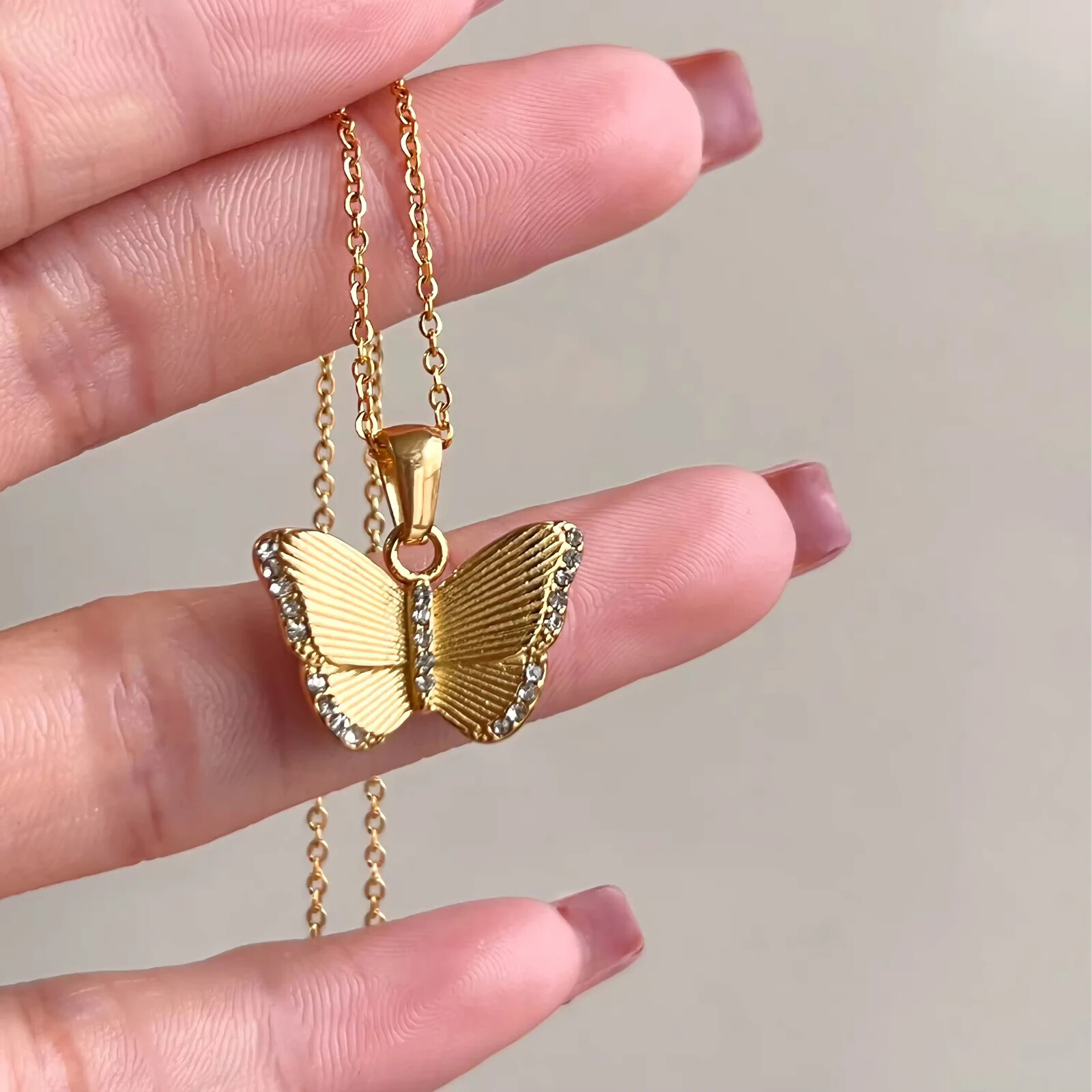 18K Gold Filled Butterfly Pendant Necklace for Women waterproof and tarnish free