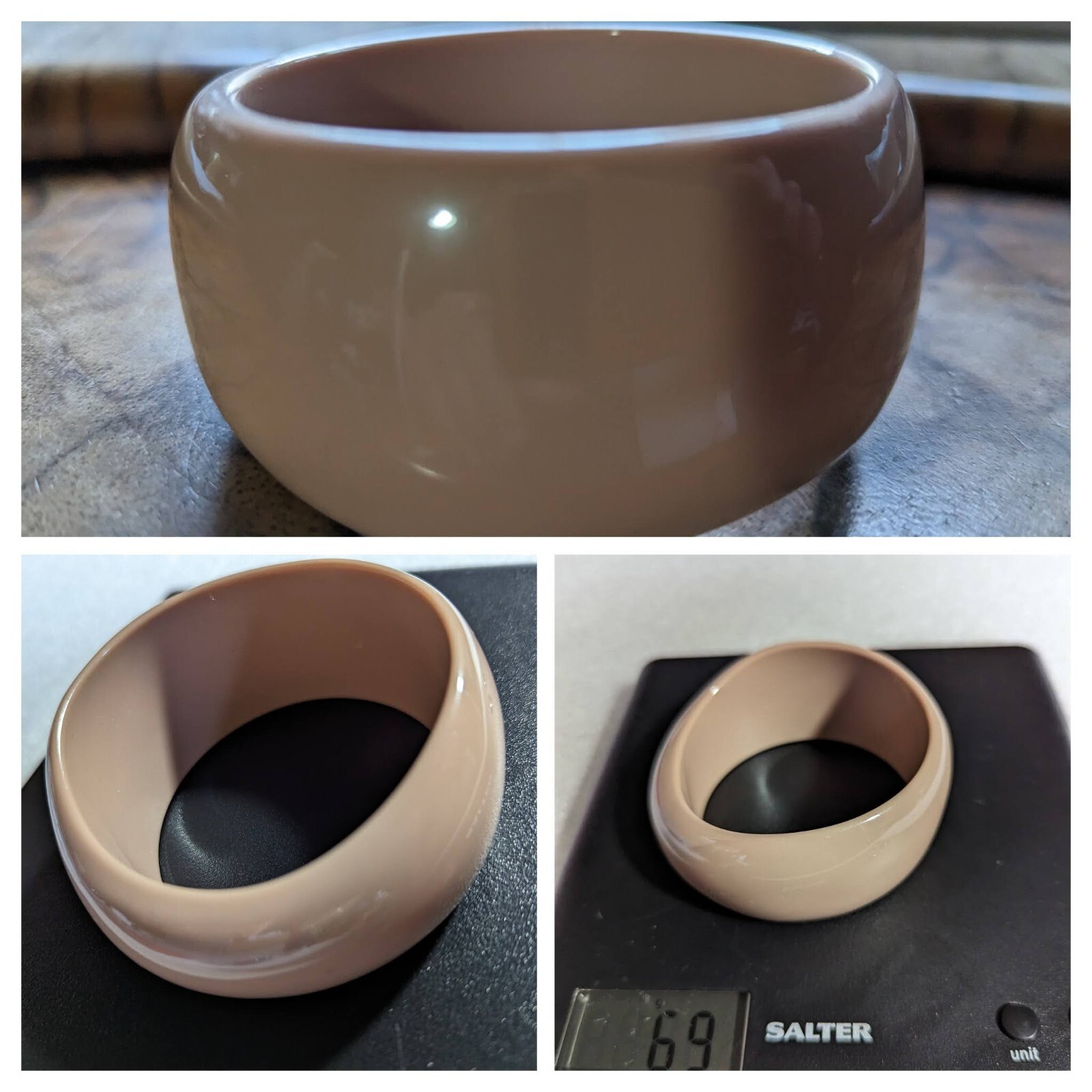 Chunky Wide BOHO Bracelet Bangle Nude Asymmetrical 69g Wide 27-37mm