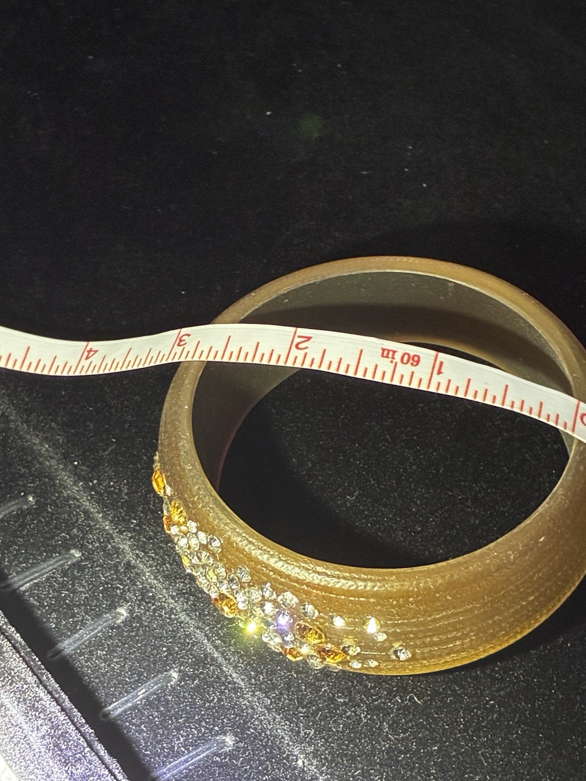 Alexis Bittar Gold Wide Lucite Star Dust Crystals Textured Bangle Bracelet
