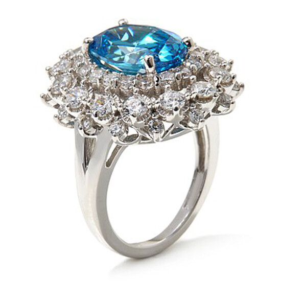 6.8 Ct Oval Cut Paraiba Tourmaline Ring In Sterling Silver
