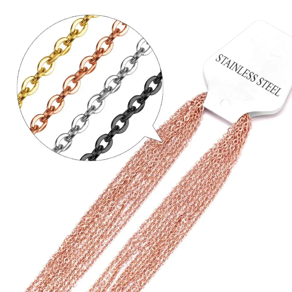 Stainless Steel Chain Necklace Rose Gold Color Jewelry Making Supplies 10PCS