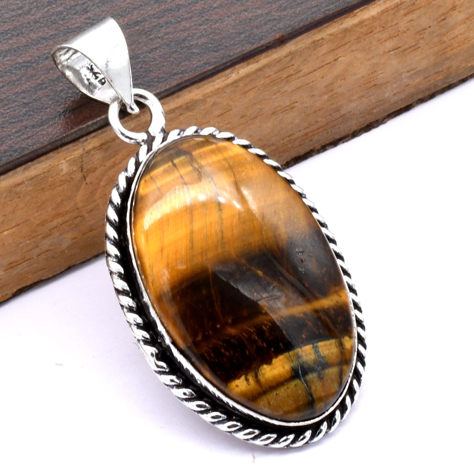 Tiger Eye Gemstone Ethnic Handmade Pendant Jewelry 0.7″ P 3231