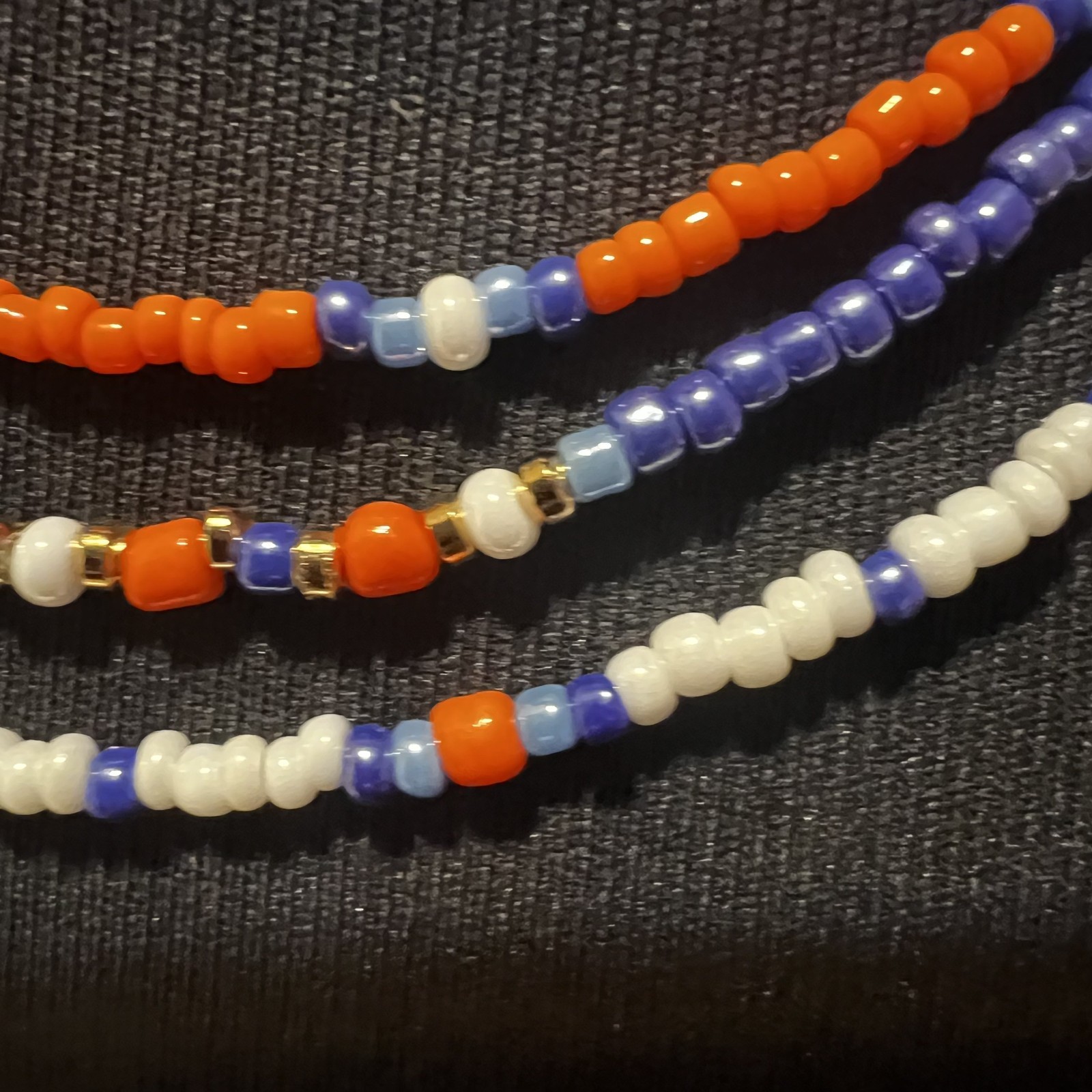 Handmade beaded layering necklace choker multi strand seed bead faux pearl boho