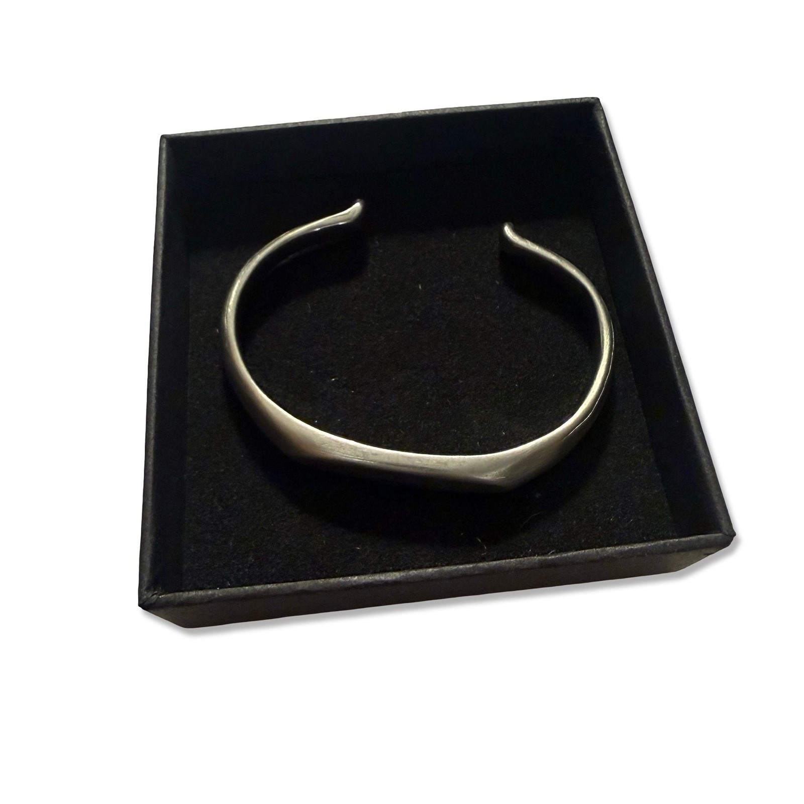Minimalist Geometric Silver Tone Tapered Cuff Bracelet