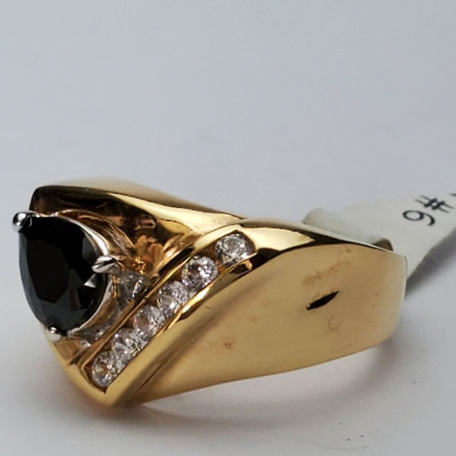 Yellow gold plated black cocktail ring sizes 12*