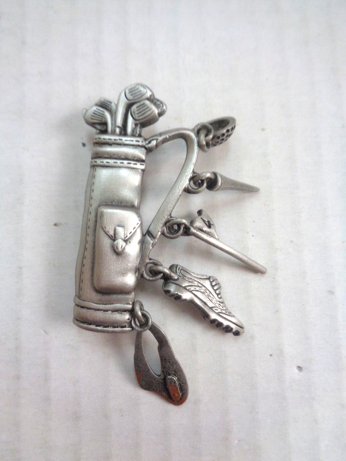 PEWTER GOLF BAG DESIGN SIGNED JJ SIZE 2 X 1 INCHES
