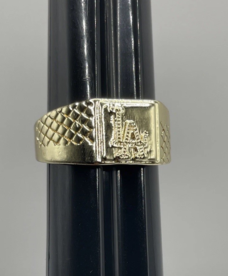 14k Gold Plated Dodgers Los Angeles City Louisiana State LA Ring Size 10.75