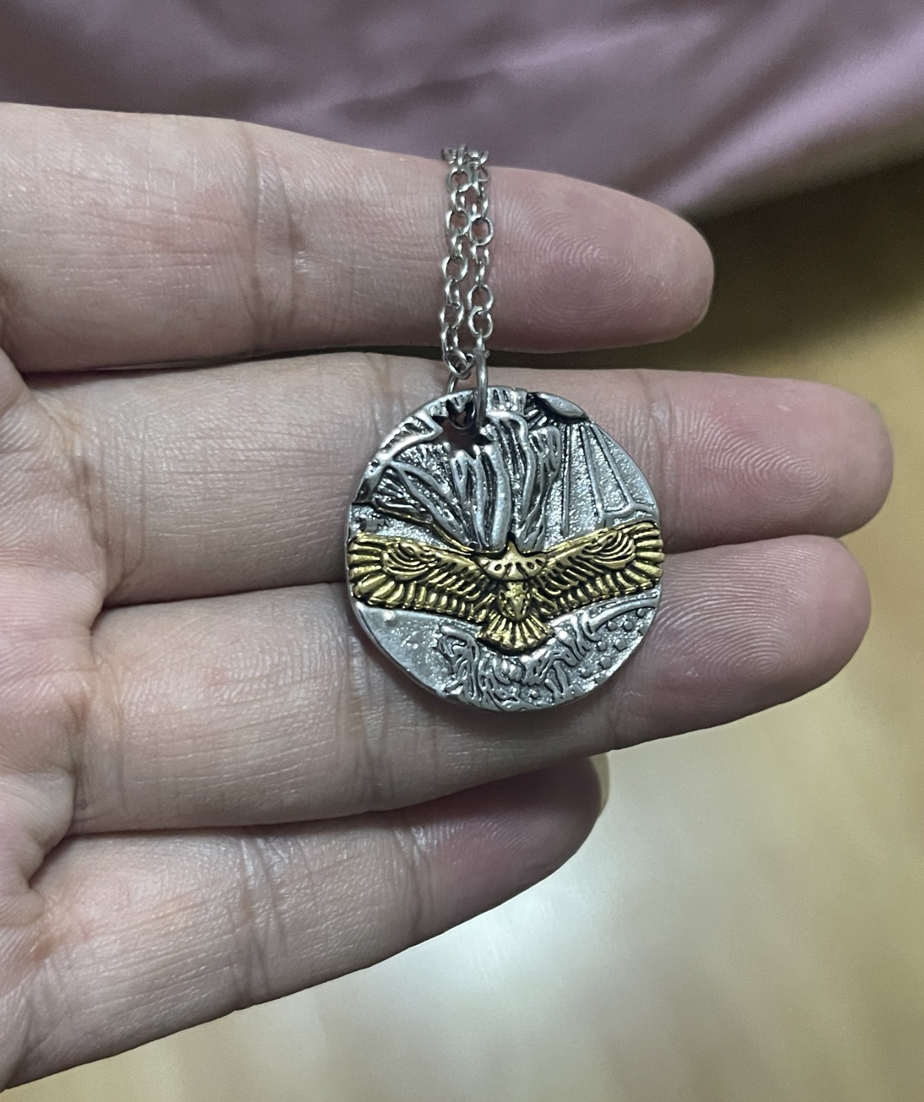 925 Sterling Silver American Eagle Liberty Coin Pendant Men US Great Seal Charm